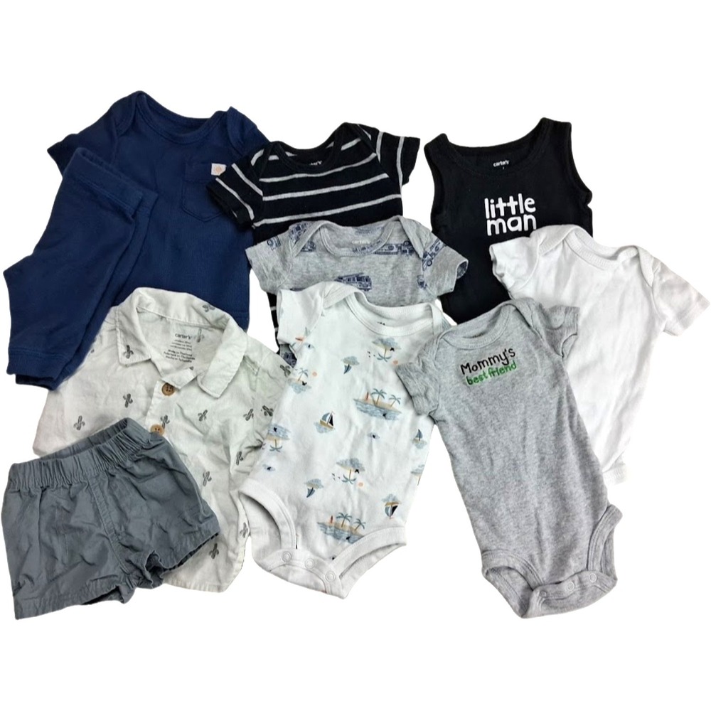 Carter's Baby Boy Newborn 10pc Outfit Lot Cactus Shorts Bodysuit Mommy Man